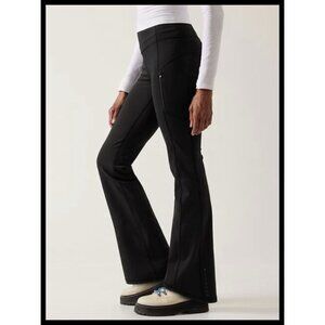 Athleta Rainier Bootcut Pants Size L Fleece Lined Zip Pockets Reflective Black
